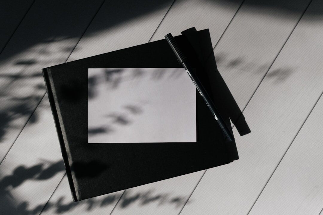 dark book cover on table